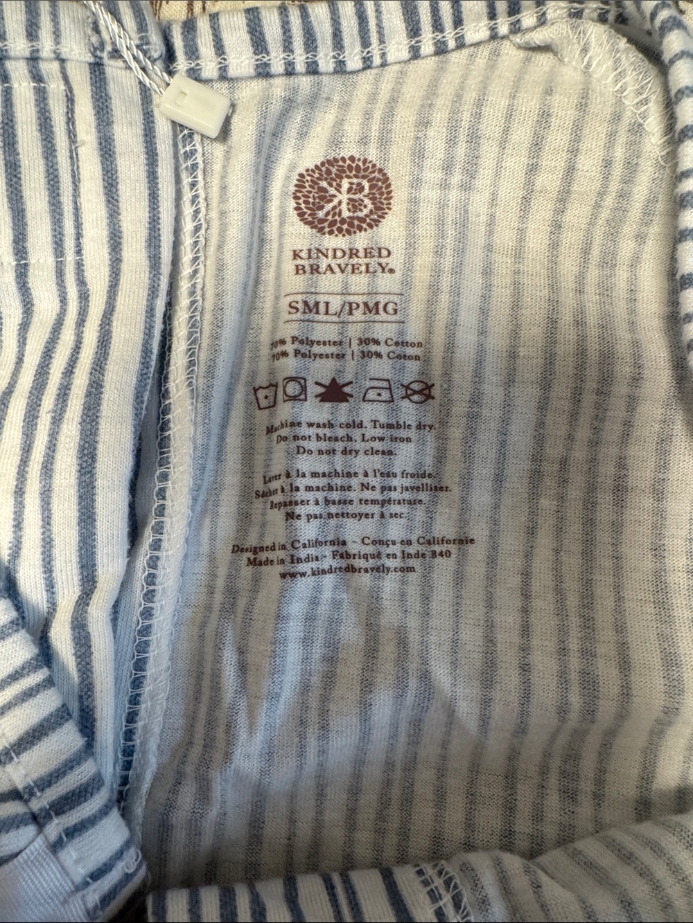 Kindred Bravely Blue and White Striped birth nursing postpartum gown